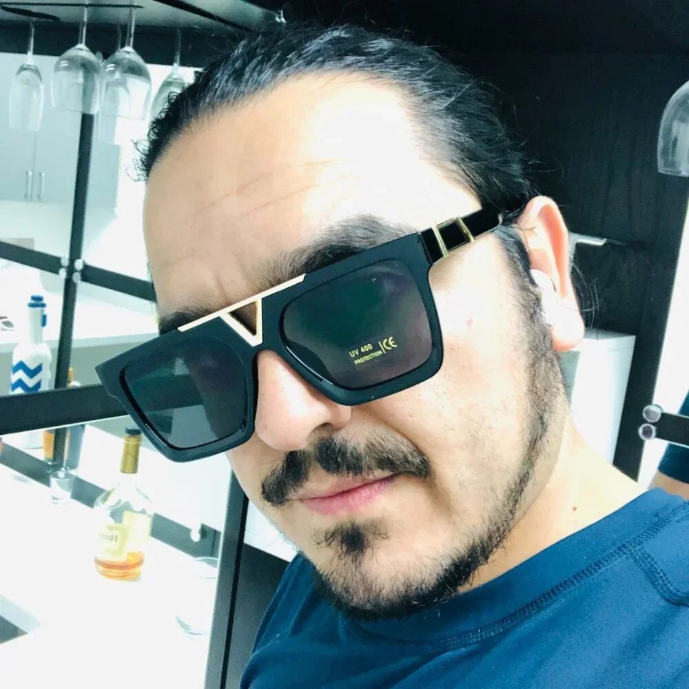 Men Women Sunglasses‎ Fashion Retro Black Gold Frame Square Shades Lentes Gafas